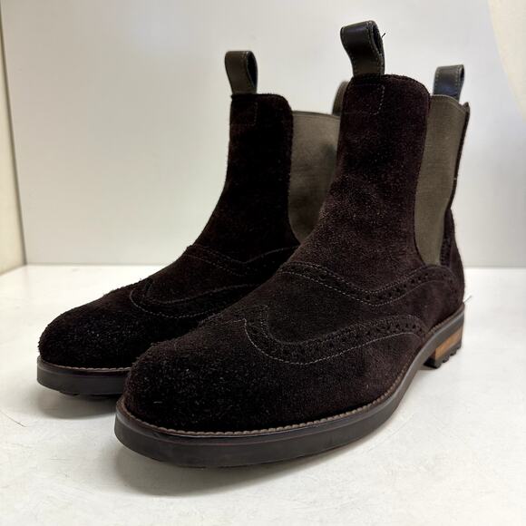 Cole Haan x Nike Air Grayson Dark Brown Suede Wingtip Chelsea Boots C10856 9 - Picture 2 of 12